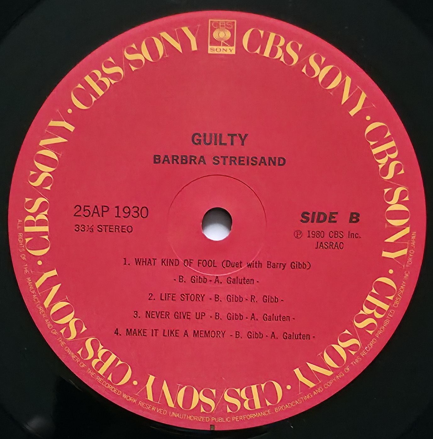 Barbra Streisand - © 1980 - Guilty (Japan 1st CBS-Sony Records)/Art/Label_B.jpg
