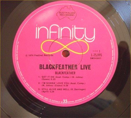 Blackfeather - 1974 - Live at Sunbury/Blackfeather - Live at Sunbury - LP label.jpg