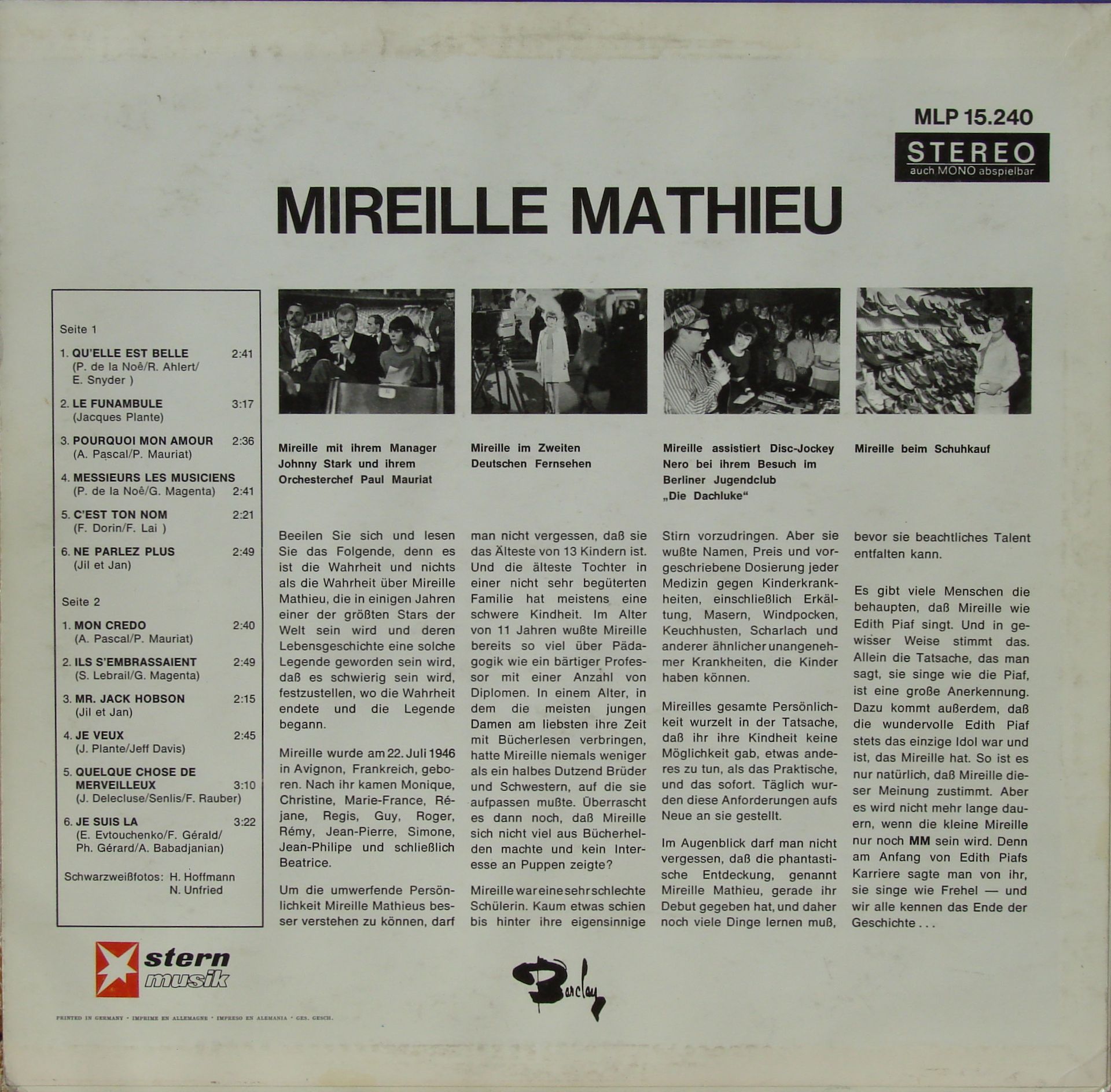 1966 - Mireille Mathieu, Paul Mauriat And His Orchestra - Mireille Mathieu/Cover/Mireille Mathieu - Mireille Mathieu - 1966 - Back.jpg
