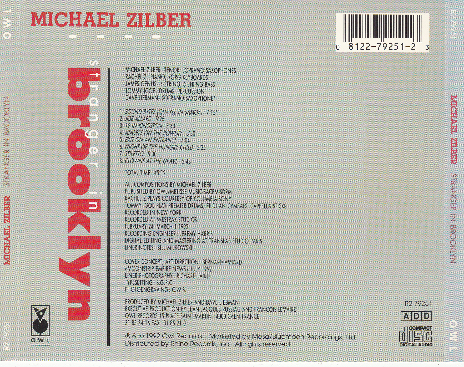 1992 Michael Zilber - Stranger In Brooklyn (1992) by pere1109/Art/back.jpg