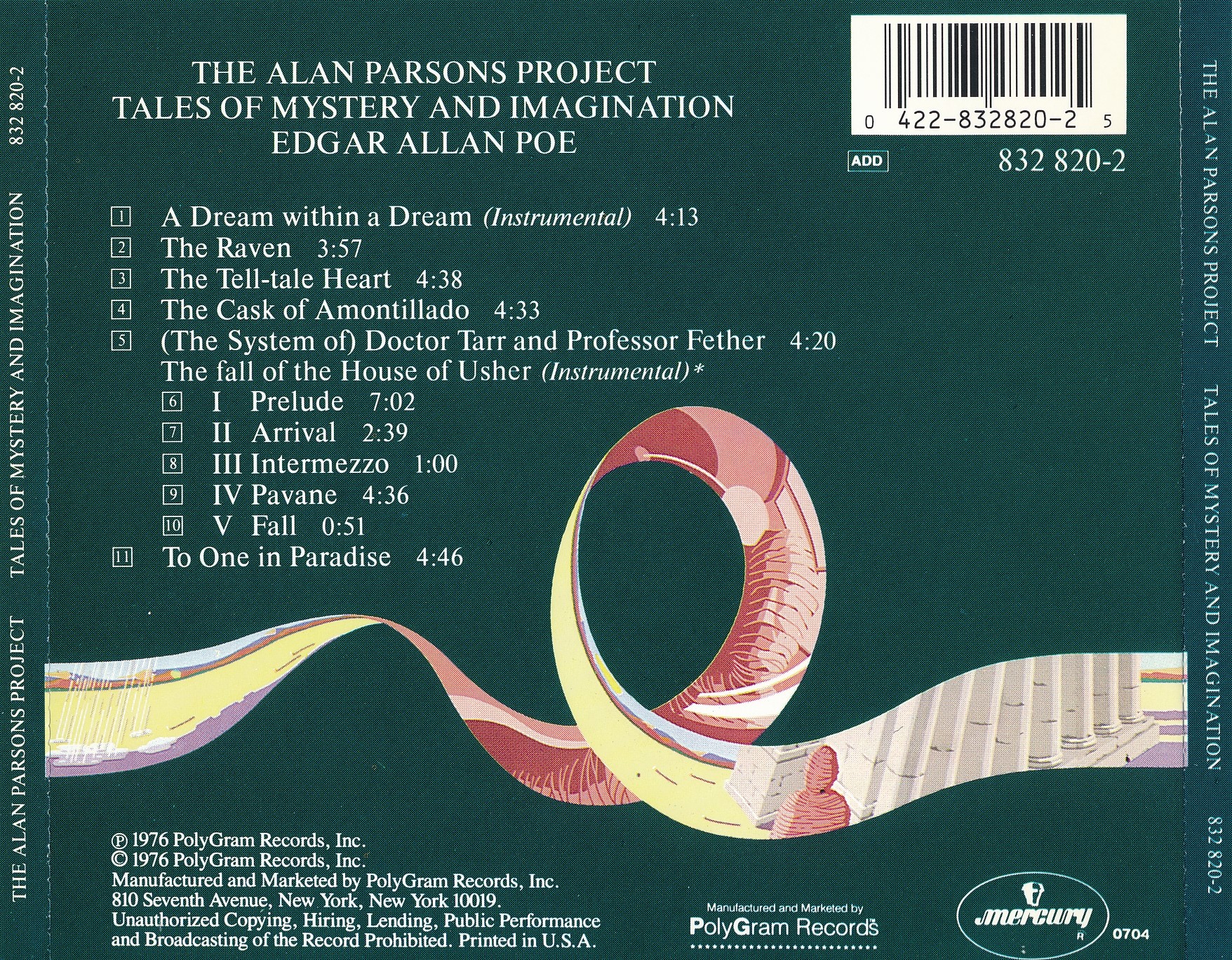 Alan Parsons/1976. Tales Of Mystery And Imagination Edgar Allan Poe/1987. Tales Of Mystery And Imagination (Mercury 832 820-2 USA) PDO/Art/Back.jpg