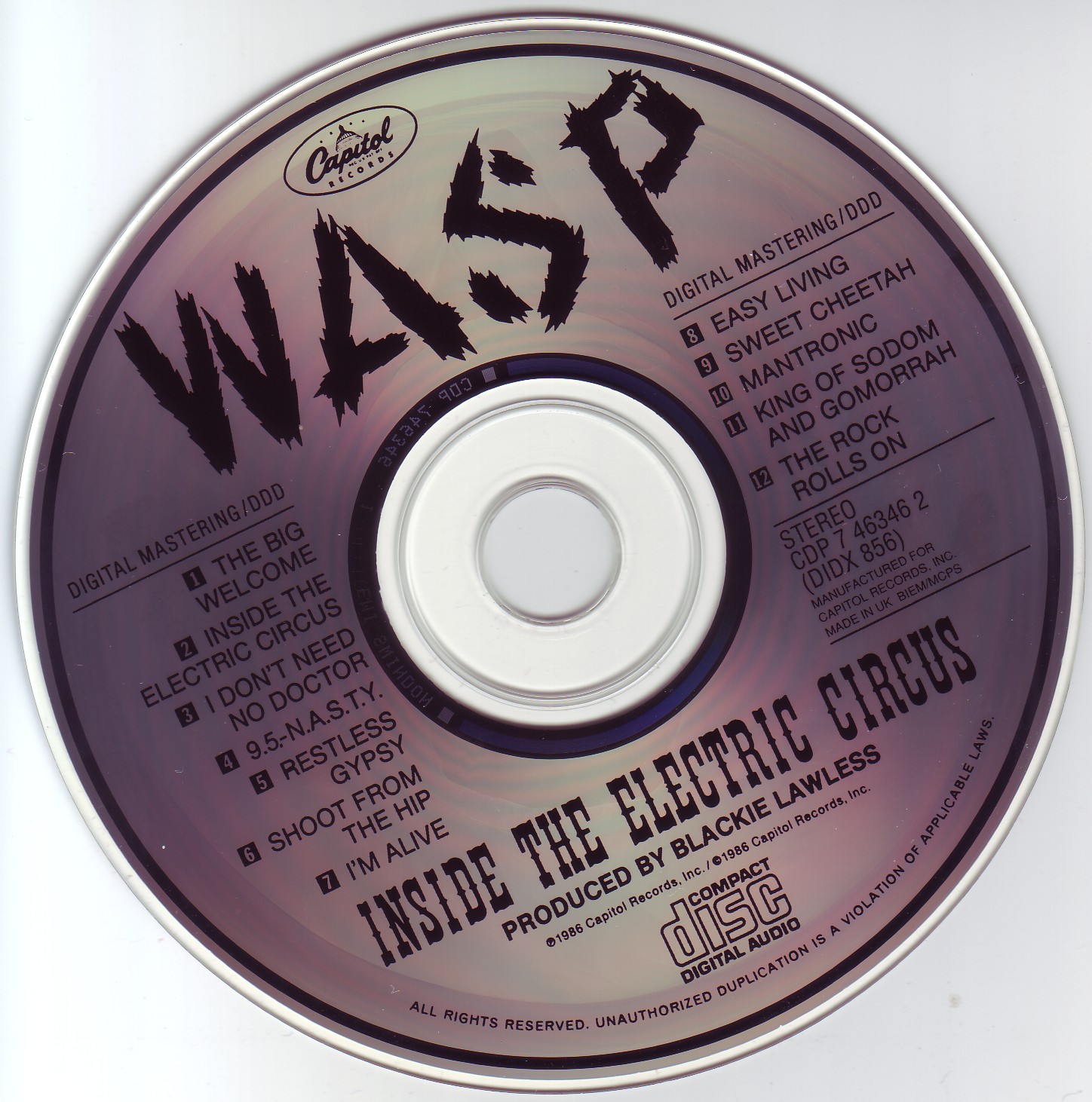 W.A.S.P. - Inside The Electric Circus - 1986. FLAC (image+.cue), lossless/W.A.S.P. '86. Covers/Disk.jpg