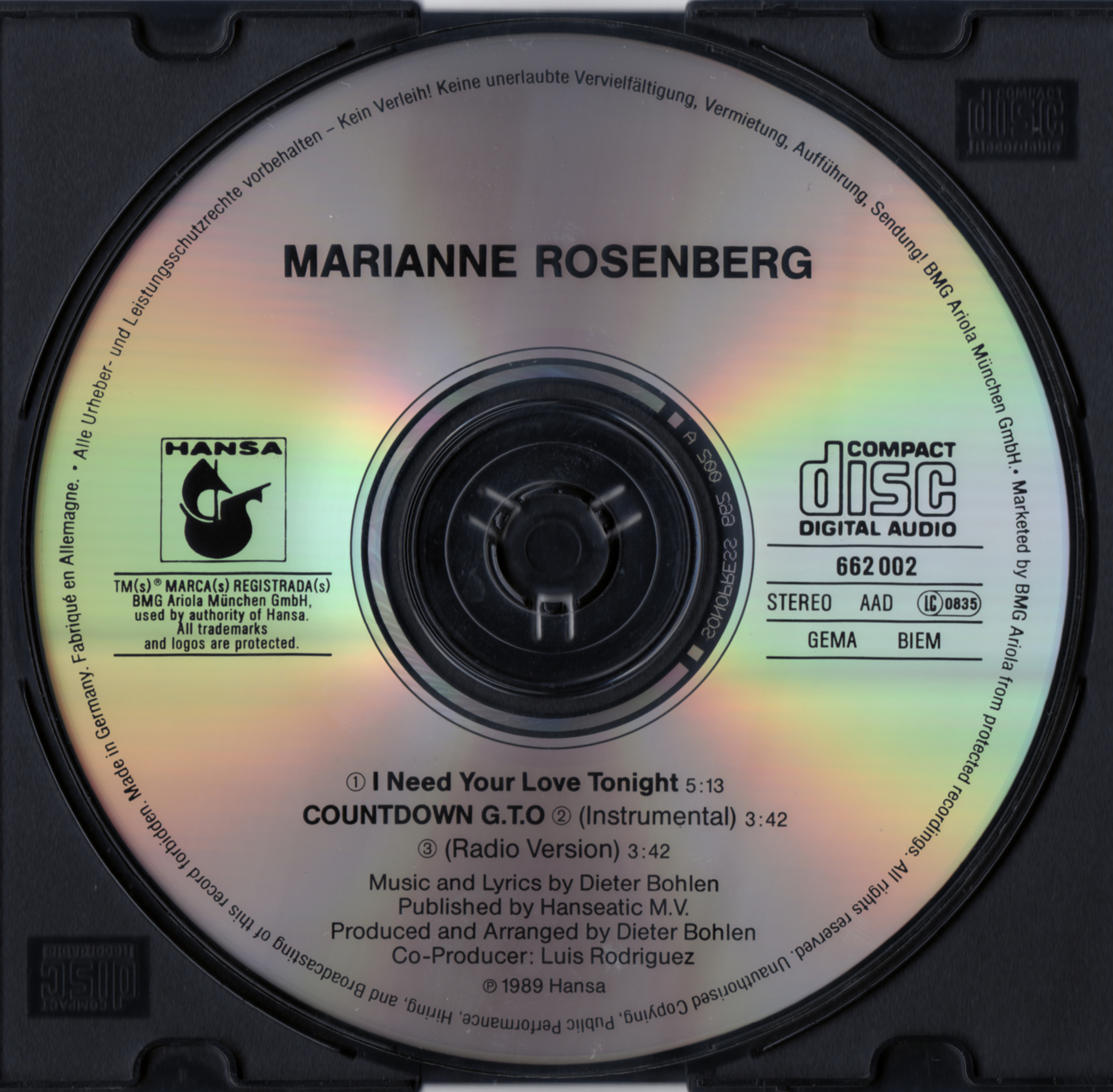 Covers/Marianne Rosenberg - I Need Your Love Tonight CDM (disc).jpg