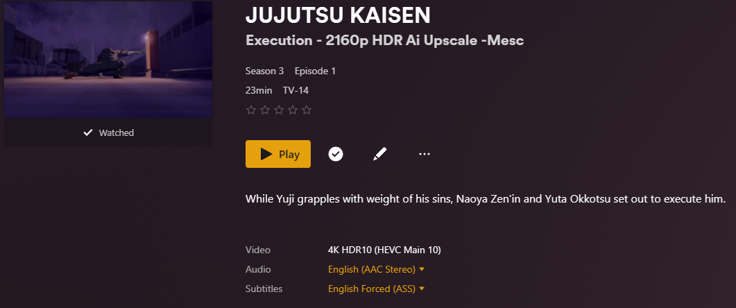Jujutsu Kaisen - S03E01 - Execution - 2160p HDR Ai Upscale -Mesc/Stills + Media Info/JJK - S03E01 - SS0 - Mesc.png